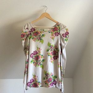 ANTHROPOLOGIE Moth Floral Print Sweater